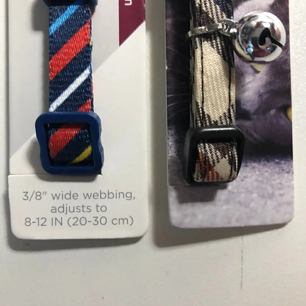 🛒$9 2 pack of Cat Breakaway Collars Boy Prints Plaid Strip  Adjusts to 8